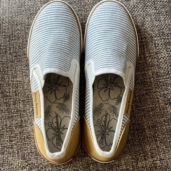 TOMMY BAHAMA ‘Sailor’ Canvas Slip-on Shoes, White/Blue Stripes, Size 7.5 - Picture 4 of 5